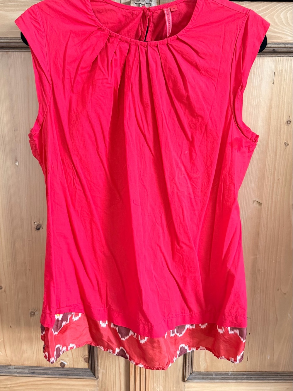 Anthropologie | One.September Sleeveless Poplin Red Tunic Top with Printed Hem
